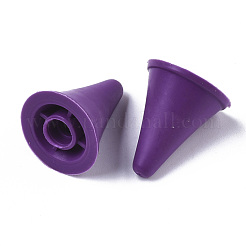 プラスチックDIY織りツール編み針キャップ  編み針ストッパ  パープル  20x17mm  穴：5mm&nbsp;TOOL-R032-17mm-R032-1