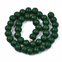 Painted Natural Wood Beads Strands&nbsp;WOOD-S053-54D