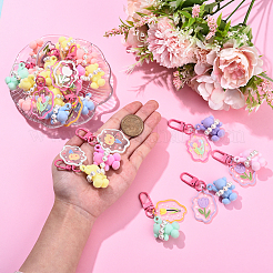 20個 4スタイル シェルパール&アクリルペンダントデコレーション  合金回転式ナスカン付き  クマと花  ミックスカラー  76mm&nbsp;KEYC-YW00214