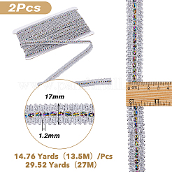 13.5m ポリエステルメタリックリボン  衣類縫製用  ゲインボロ  17x1.2mm  約14.76ヤード（13.5m）/カード&nbsp;SRIB-WH0011-132