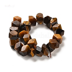 天然石タイガーアイビーズ連売り  多面カット  ナゲット  10~11x8~10x7~8mm  穴：1mm  約22~23個/連  7.09~7.48''（18~19センチメートル）&nbsp;G-N327-05-16