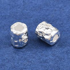 真鍮マイクロペーブクリアキュービックジルコニアビーズ  テクスチャードカラム  銀  6x5mm  穴：2mm&nbsp;KK-Z162-17S