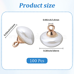 プラスチックペンダント100個  フラットラウンド  合金パーツ  ライトゴールド  11x10mm  穴：1.6mm&nbsp;FIND-CY0001-51
