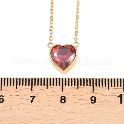 304 Stainless Steel Pave Cubic Zirconia/Glass Heart Pendant Necklaces&nbsp;NJEW-H088-06G