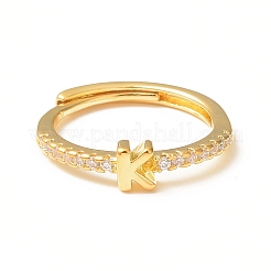 Clear Cubic Zirconia Initial Letter Adjustable Ring&nbsp;RJEW-C052-01G-K