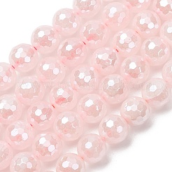 Electroplated Natural Rose Quartz Beads Strands&nbsp;G-B191-A04-8mm