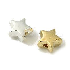 100個2色ccbプラスチックビーズ  スター  ゴールデン＆シルバー  6x6.5x3.5mm  穴：1.2mm  50個/カラー&nbsp;CCB-FS0001-02