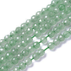 2連売り天然グリーンアベンチュリンビーズ連売り  多面カット  ラウンド  3~3.5x2~3.5mm  穴：0.2mm  約120~189個/連  16.2~16.4インチ（41.3~41.7cm）&nbsp;G-NB0005-02