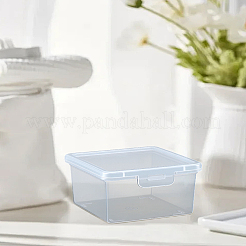 ヒンジ付き蓋付き長方形PPプラスチックジュエリービーズ容器  透明  9.15x9.5x6cm  内径：7.9x8.3x5.7のCM&nbsp;AJEW-WH0460-066