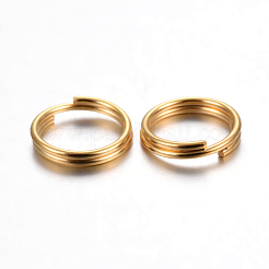 304ステンレススプリットリング  ダブルループ丸カン  ゴールドカラー  8x1.3mm  内径：6.5mm  単線：0.65mm&nbsp;X-STAS-P223-22G-04