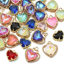 10Pcs Brass with K9 Glass Charms&nbsp;KK-YW0003-71