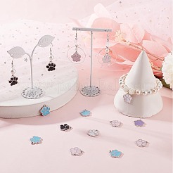 50本5スタイルアロイエナメルペンダント  カドミウムフリー＆鉛フリー  犬の足跡  ミックスカラー  17.5x16x1.5mm  穴：2mm  10個/スタイル&nbsp;ENAM-SC0003-22