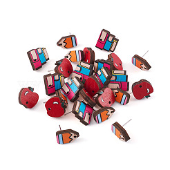 30Pcs 3 Style Teachers' Day Natural Wood Stud Earring Findings&nbsp;DIY-TA0006-63
