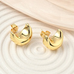 ムーン真鍮スタッドピアス  ラックめっき  長持ちメッキ  カドミウムフリー＆鉛フリー  18KGP本金メッキ  17x13mm&nbsp;EJEW-F389-12G