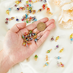 ガラスのペンダント  鉄パーツ  銀/黄金  ミックスカラー  18x8.5mm  穴：3x3.4mm  160個/セット&nbsp;PALLOY-FH00044