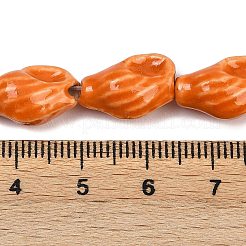オーシャンシリーズ 手作り磁器ビーズ  巻き貝  ダークオレンジ  15~16x9~10x6~7.5mm  穴：2mm  約25個/連  14.17''（36センチメートル）&nbsp;PORC-R002-04A-03