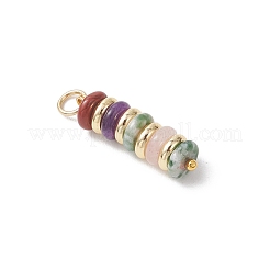 Natural Green Aventurine & Rose Quartz & Lemon Jade & Red Jasper & Jade & Synthetic Malachite & Brass Disc Pendants&nbsp;X-PALLOY-JF04941