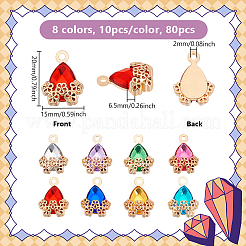 80Pcs 8 Colors Zinc Alloy with Cubic Zirconia Pendants&nbsp;FIND-UN0016-09