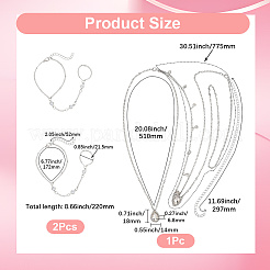 2Pcs Alloy Curb Chain Finger Ring Bracelets for Women&nbsp;BJEW-CY0001-06