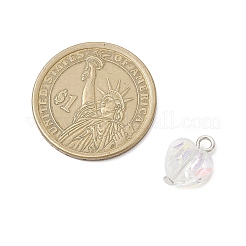 クリアガラスペンダント  ハート  鉄ループ付き  多面カット  プラチナ  15x10x6.5mm  穴：2.5mm&nbsp;PALLOY-JF04114-02