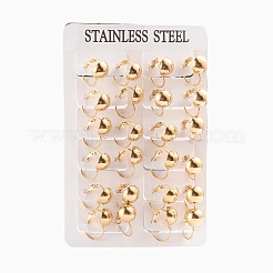 304ステンレススチールフレンチフックピアス  半円  ゴールドカラー  19x12mm  ラウンド前半：10mm  ピン：0.7mm  12のペア/ボード&nbsp;EJEW-L232-038D-G