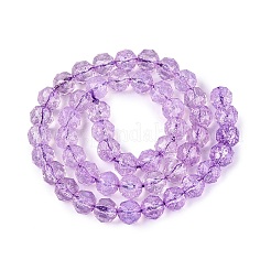 クラックル透明ガラスビーズ連売り  模造ゼリー  ラウンド  多面カット  ミディアム蘭  7.5~8mm  穴：0.8~1.5mm  約48~49個/連  13.98~14.57インチ（35.5~37cm）&nbsp;GLAA-Q108-02A-07