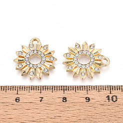 合金ラインストーンペンダント  花  鉛フリー＆カドミウムフリー  ライトゴールド  21x19x2mm  穴：2mm&nbsp;FIND-N008-22KCG