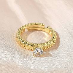 Brass Micro Pave Clear Cubic Zirconia Finger Rings&nbsp;RJEW-G364-02G