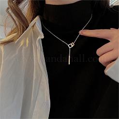 女性用スターリングシルバースクエアYネックレス925個  ロジウムメッキ  変色しない  プラチナ  15.75インチ（40cm）&nbsp;FS-WGCF124-01