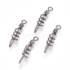 ステンレス鋼の釣りボールベアリングスイベル  真鍮溶接リング付き  ステンレス鋼色  22x5mm  穴：1mmと1.2mm&nbsp;STAS-WH0017-01B