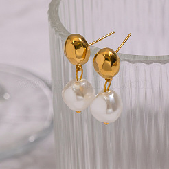 Oval 304 Stainless Steel Dangle Stud Earrings&nbsp;NE0057