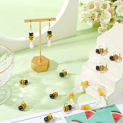12個の手作りランプワークビーズ  3 Dミツバチ  ゴールデンロッド  15.2~16x14.5~16.5x11.2mm  穴：1.2~1.4mm&nbsp;LAMP-SC0001-34
