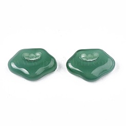 ジェイド風ガラスチャーム  ロック  シーグリーン  11x15.5x4.5mm  穴：1.6x5mm&nbsp;GLAA-S054-33-A02