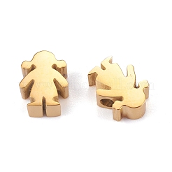 イオンプレーティング（IP）304ステンレスビーズ  女の子  ゴールドカラー  9x7x3.5mm  穴：1.8mm&nbsp;STAS-F261-02G