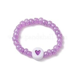 Acrylic Flat Round with Heart Finger Rings&nbsp;RJEW-JR00685