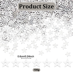 100g PVC装飾アクセサリープラスチックスパンコール  スター  銀  5.5x6x0.1mm  穴：1mm&nbsp;FIND-GO0003-44