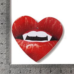 ハロウィンのイミテーションレザーペンダント  ハート  45x50x2mm  穴：1.2mm&nbsp;FIND-K017-02B-02
