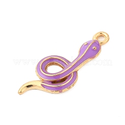合金エナメルチャーム  スネークチャーム  ゴールドカラー  ライラック  28.5x12x2mm  穴：1.8mm&nbsp;FIND-U031-14G-05