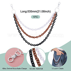 3-Color Acrylic Cable Chain 3 Layer Chain Belts for Pants&nbsp;HJEW-TAC0117