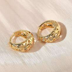 Hollow Triangle Brass Micro Pave Clear Cubic Zirconia Hoop Earrings&nbsp;EJEW-G452-04G