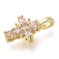 Brass Pave Clear Cubic Zirconia Pendants&nbsp;KK-M101-01G-06