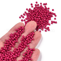 ベーキングペイントガラスのシードビーズ8/0  丸い穴  ラウンド  サクランボ色  3~3.5x2mm  穴：1~1.2mm  約10000個/ポンド&nbsp;SEED-R051-07B-03