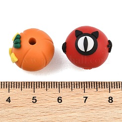 ハロウィン手作りポリマークレイビーズ  ラウンド  ミックスカラー  16.5~24x15.5~18mm  穴：3mm&nbsp;PR-CBA40AD-10