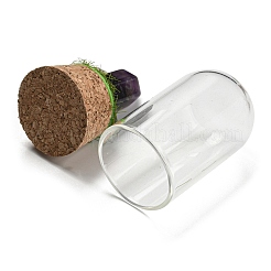 Natural Amethyst Bullet Display Decoration with Glass Dome Cloche Cover&nbsp;DJEW-B009-02B