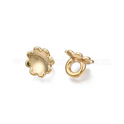 UVメッキアクリルビーズキャップペンダントベイル  グローブガラスバブルカバーペンダント用  花  ライトゴールド  9x12mm  穴：4mm&nbsp;X-PACR-R239-02
