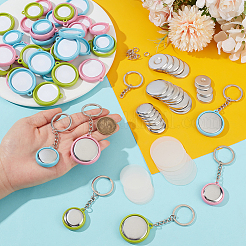 60個 6スタイル DIY キーホルダー作成キット  プラスチック製のペンダントや鉄製の金具を含む  フラットラウンド  ミックスカラー  32.5~47.5x29.5~37.5x6.5~7.5mm  穴：2.5~3.5mm  10個/スタイル&nbsp;DIY-OC0014-83