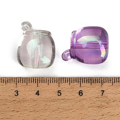 UVメッキ透明アクリルビーズ  虹色の  蜂蜜の瓶  ミックスカラー  21.5x17.5x11.5mm  穴：3mm&nbsp;AC-CBAEEF4-06
