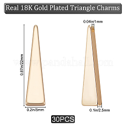 真鍮製ペンダント30個  ニッケルフリー  三角形  18KGP本金メッキ  22x5x2.5mm  穴：1mm&nbsp;KK-BBC0008-27