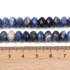 天然石ソーダライトビーズ連売り  ロンデル  多面カット  8~8.5x5~6mm  穴：1mm  約68~76個/連  14.96~15.35''（38~39センチメートル）&nbsp;G-C259-A23-5x8mm