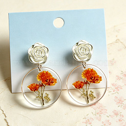 Iron & Acrylic Stud Dangle Earrings for Women&nbsp;WG4F524-01